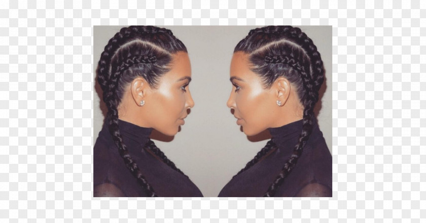 Kim K Kardashian Khloé Box Braids Hairstyle PNG