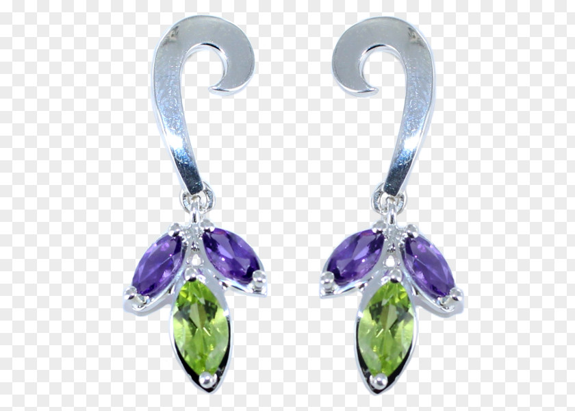 Silver Amethyst Earring Body Jewellery PNG