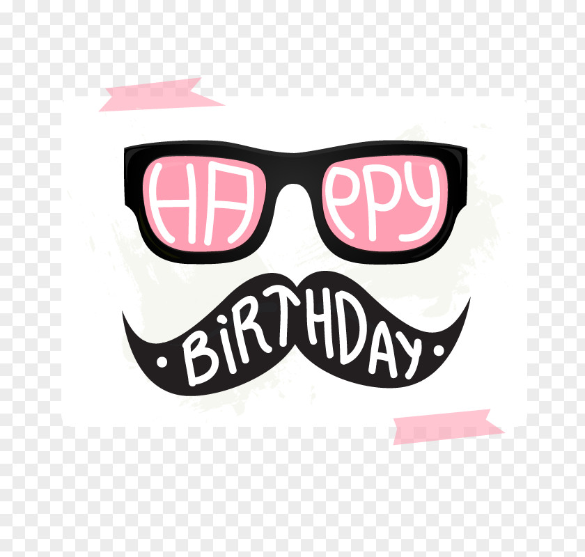 Vector Glasses Beard Birthday Cake Wish Happy To You Greeting Card PNG