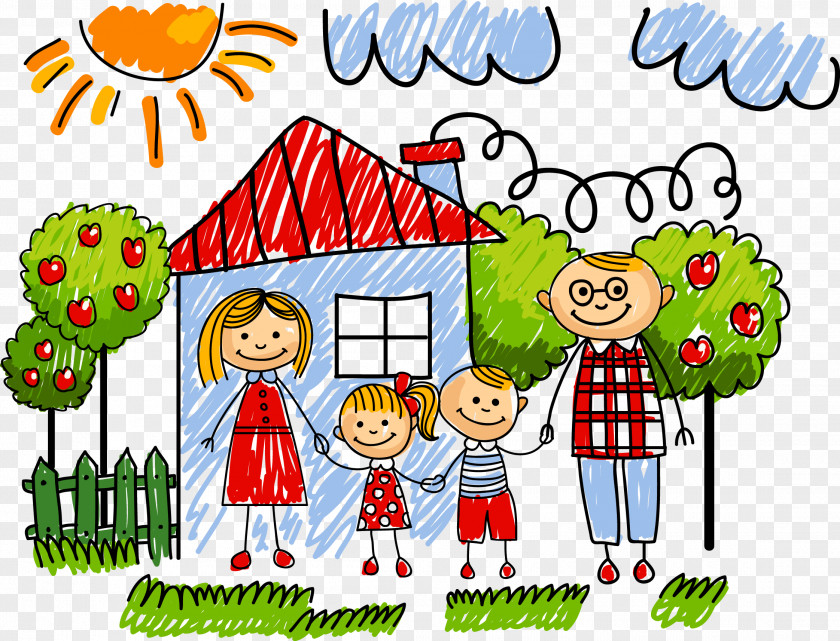 Cartoon Happy Family Illustration PNG
