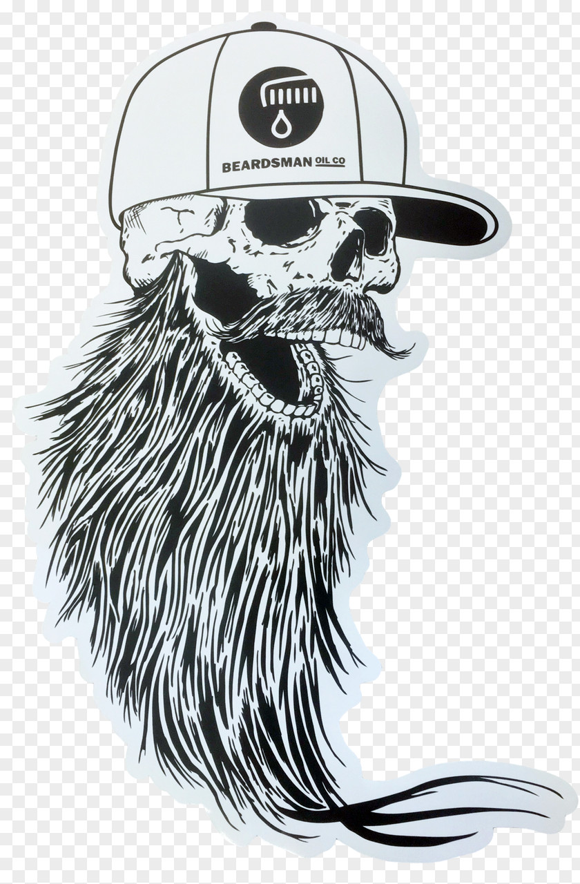 Bearded Skull Whiskers Beard Sticker Decal PNG