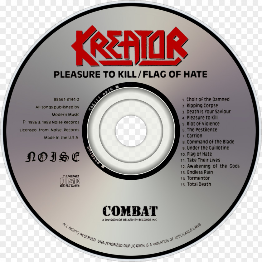 Terrible Certainty Compact Disc Kreator Pleasure To Kill Album Flag Of Hate PNG