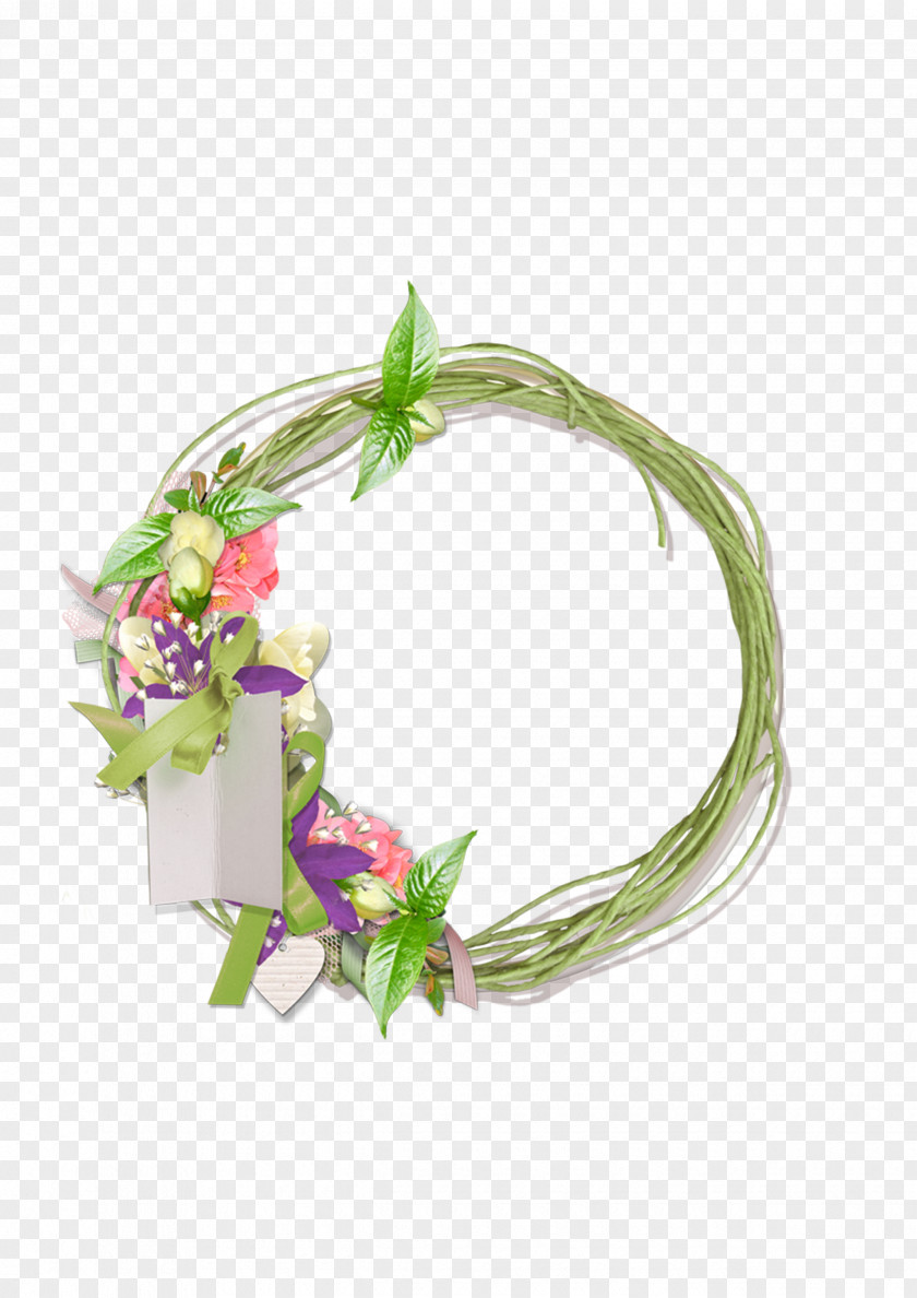 Free Green Circle Creative Pull Box Flower PNG