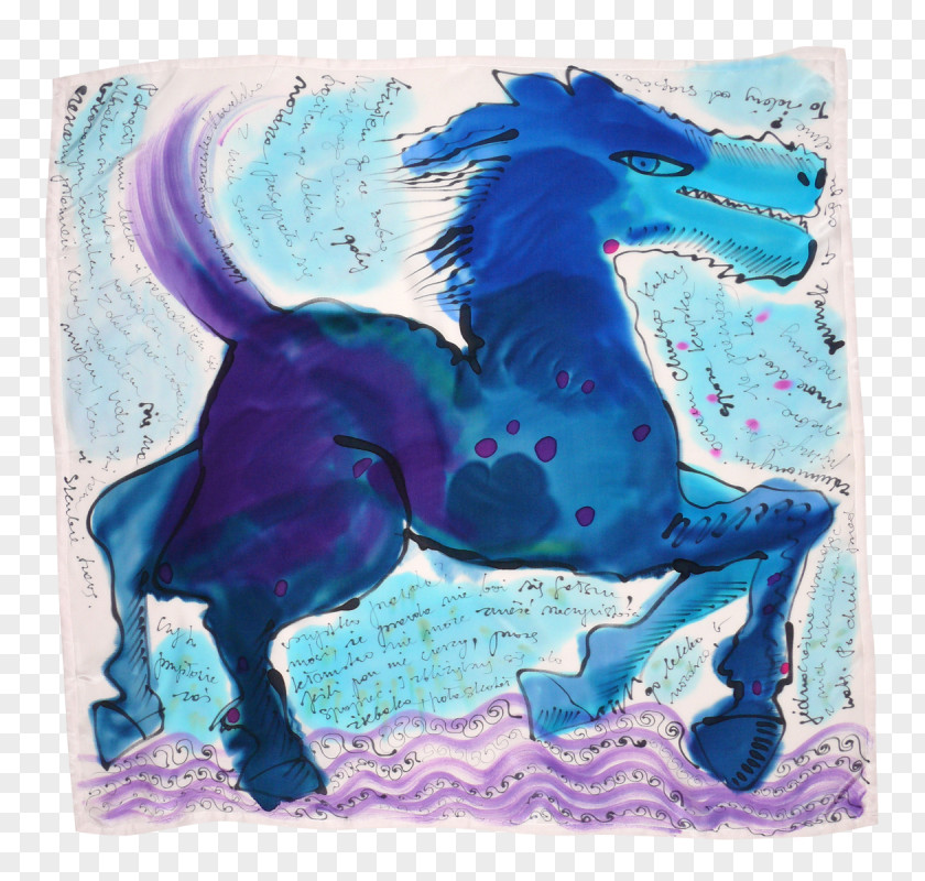Mustang Stallion Watercolor Painting Silk PNG