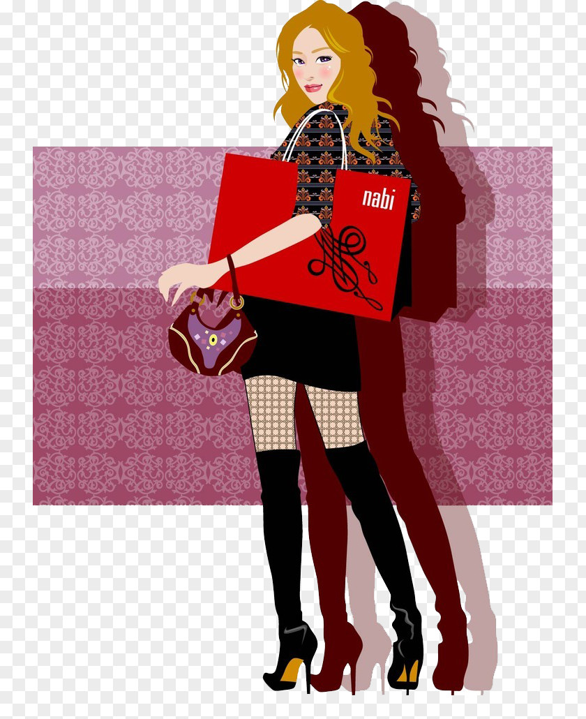 Back Red Woman Cartoon Illustration PNG