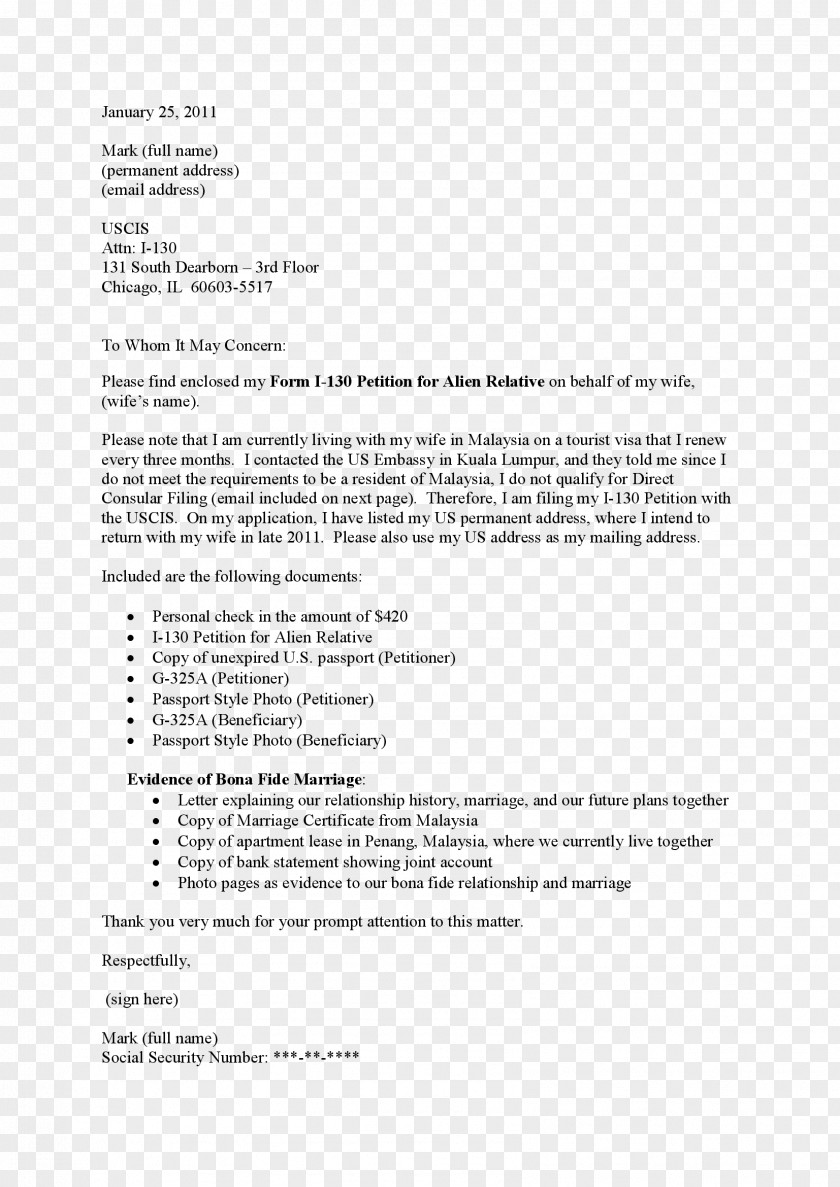 Cover Letter Form I-130 Résumé Template PNG