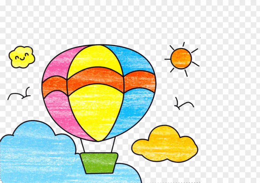 Children's Art Hot Air Balloon Illustration PNG