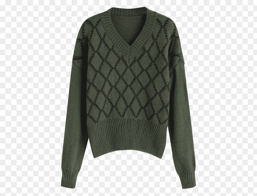 Argyle Sweater Cardigan Neck Wool PNG