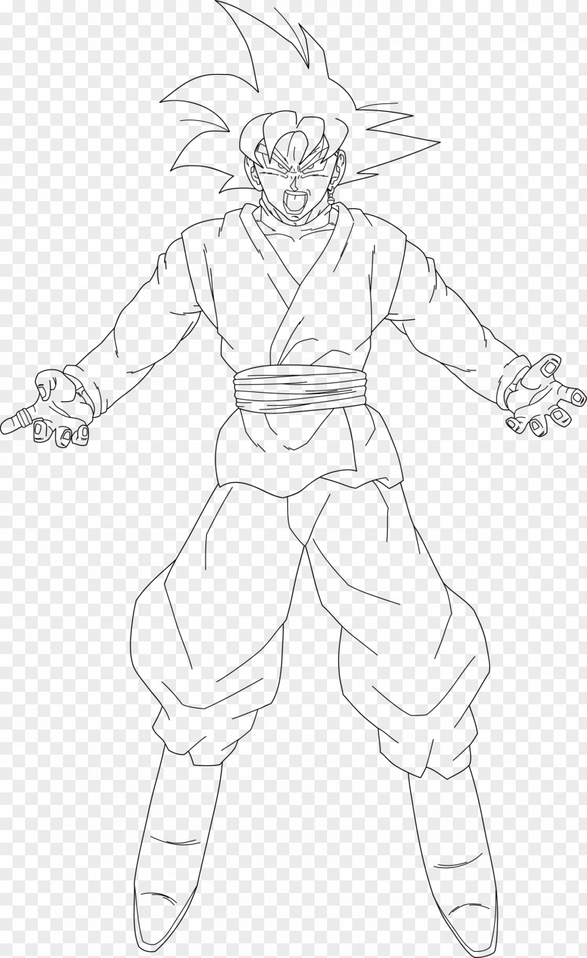Goku Trunks Vegeta Line Art Sketch PNG