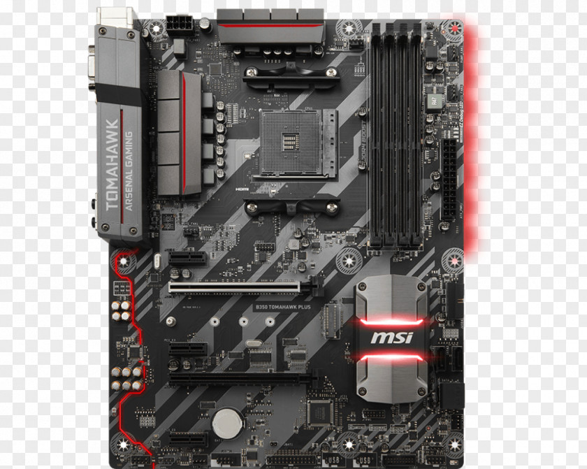 MSI B350 TOMAHAWK PLUS AMD Socket AM4 ATX Motherboard SATA 6Gb/s USB 3.1 HDMI PNG