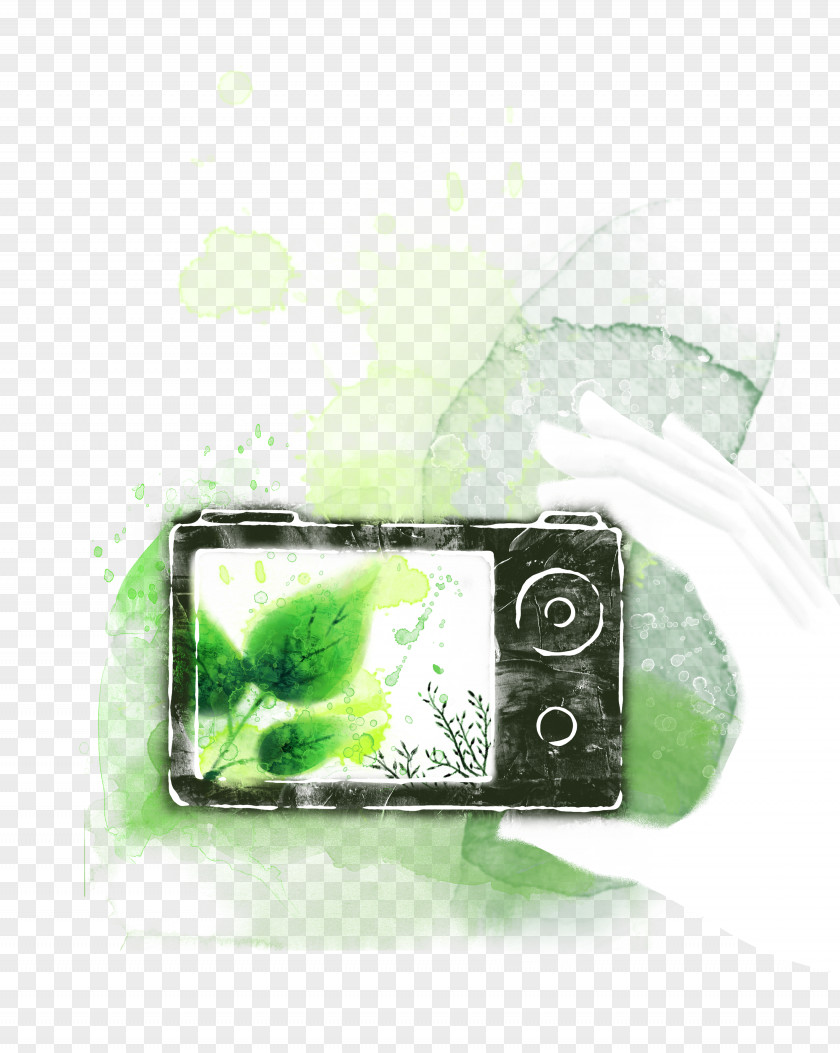 Green Background Digital Camera Poster Illustrator PNG