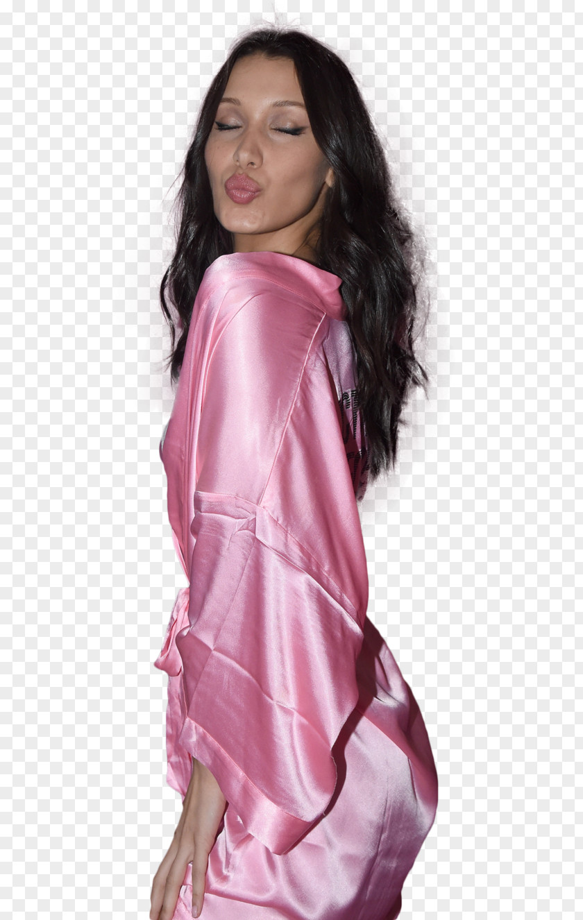 Bella Hadid Sleeve Satin Nightwear Fashion Pink M PNG