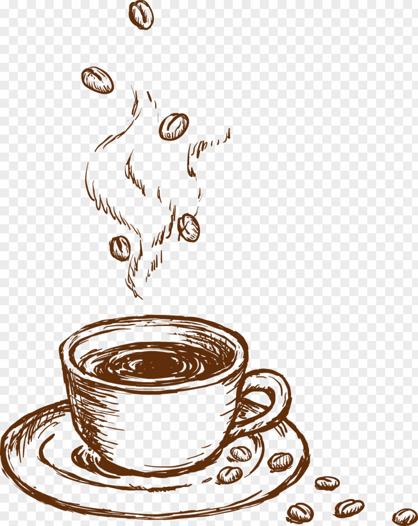 Coffee Sketch Cup Cappuccino Cafe Flat White PNG