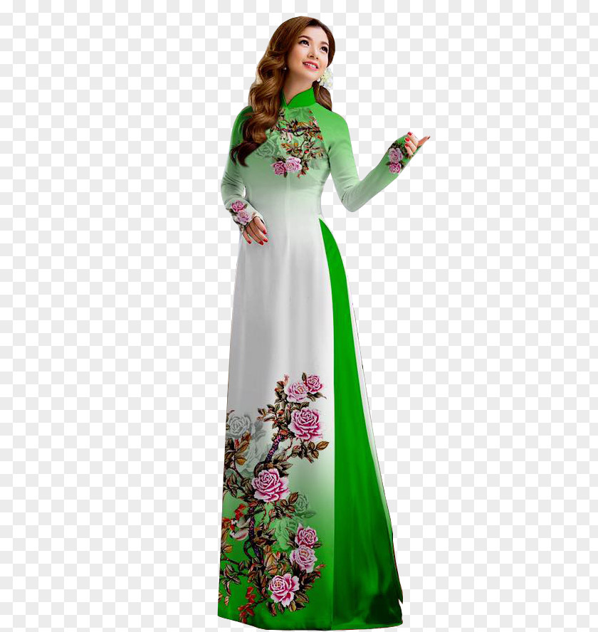 Ao Dai Áo Dài Royal Blue Green Vietnam PNG