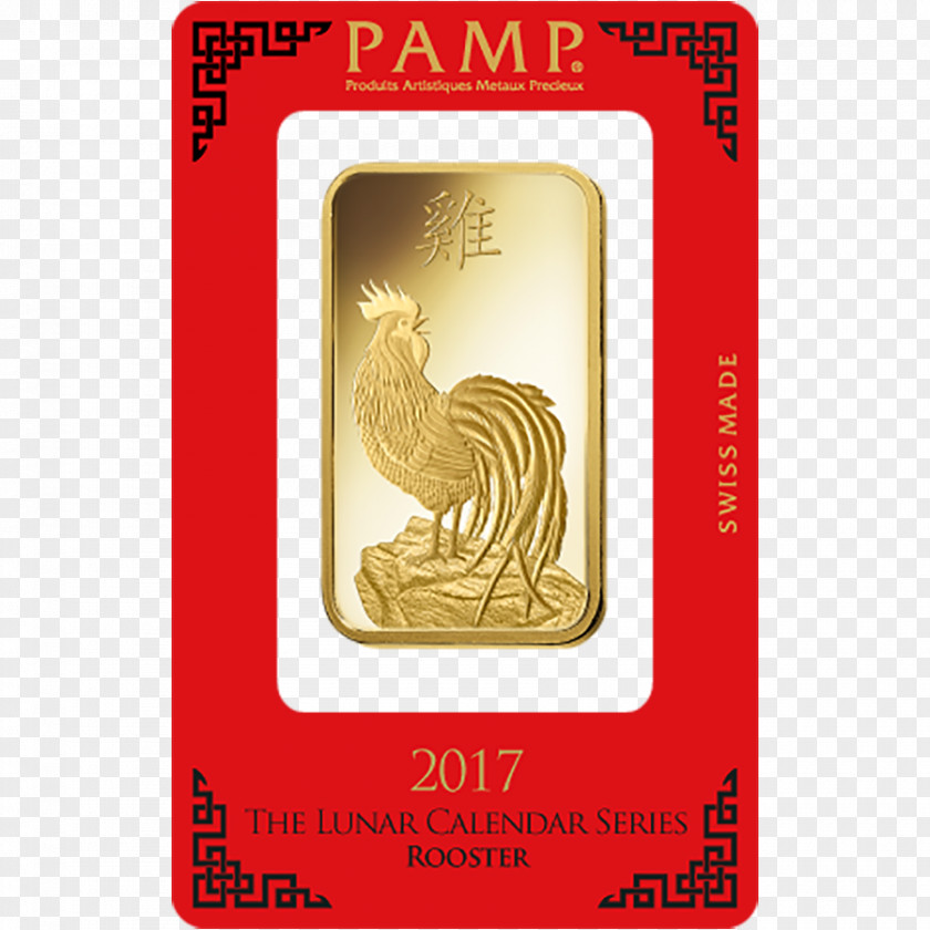 Rooster Gold Bar PAMP Bullion Carat PNG