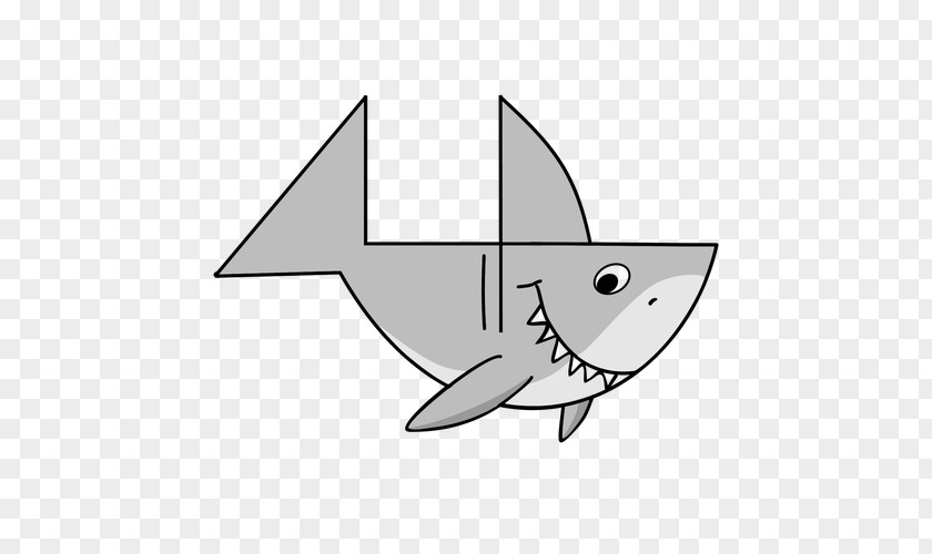 Shark Drawing Geometric Shape Number Cartoon PNG