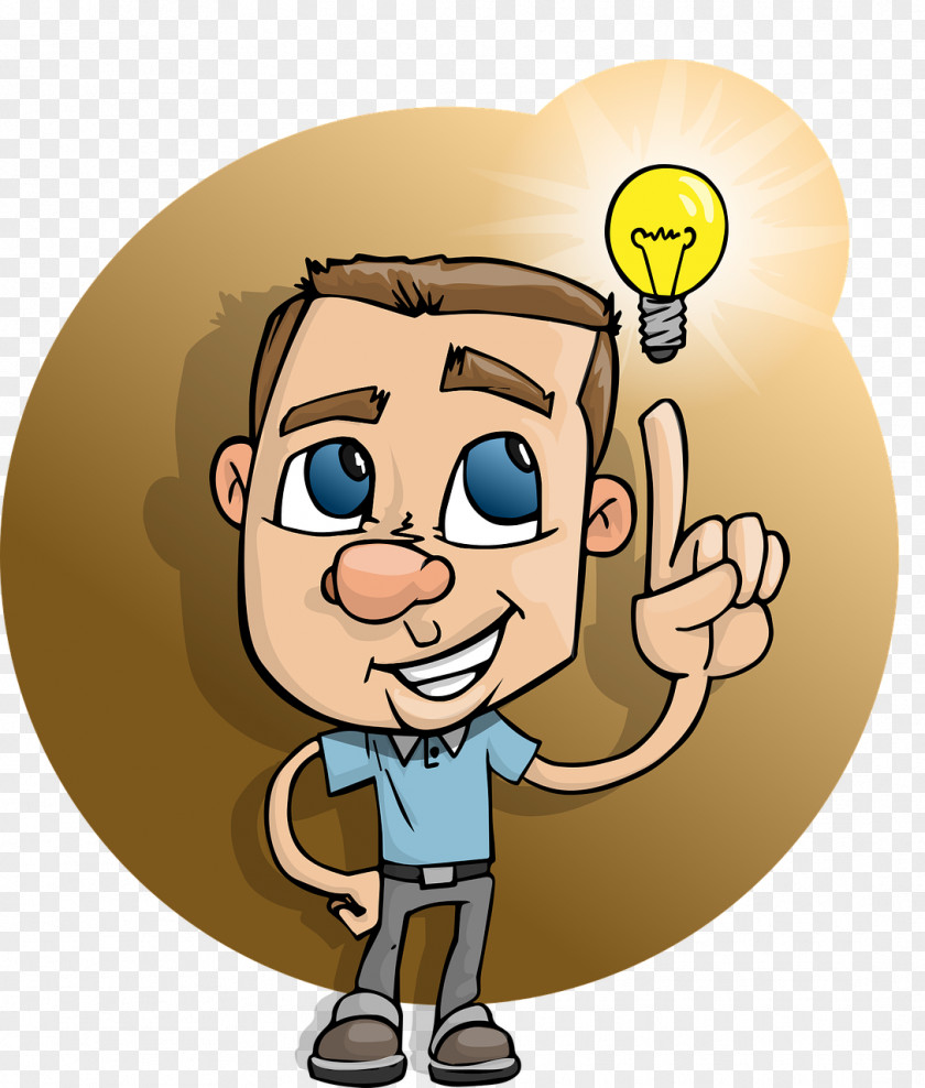 Thinking Man Incandescent Light Bulb Cartoon Clip Art PNG