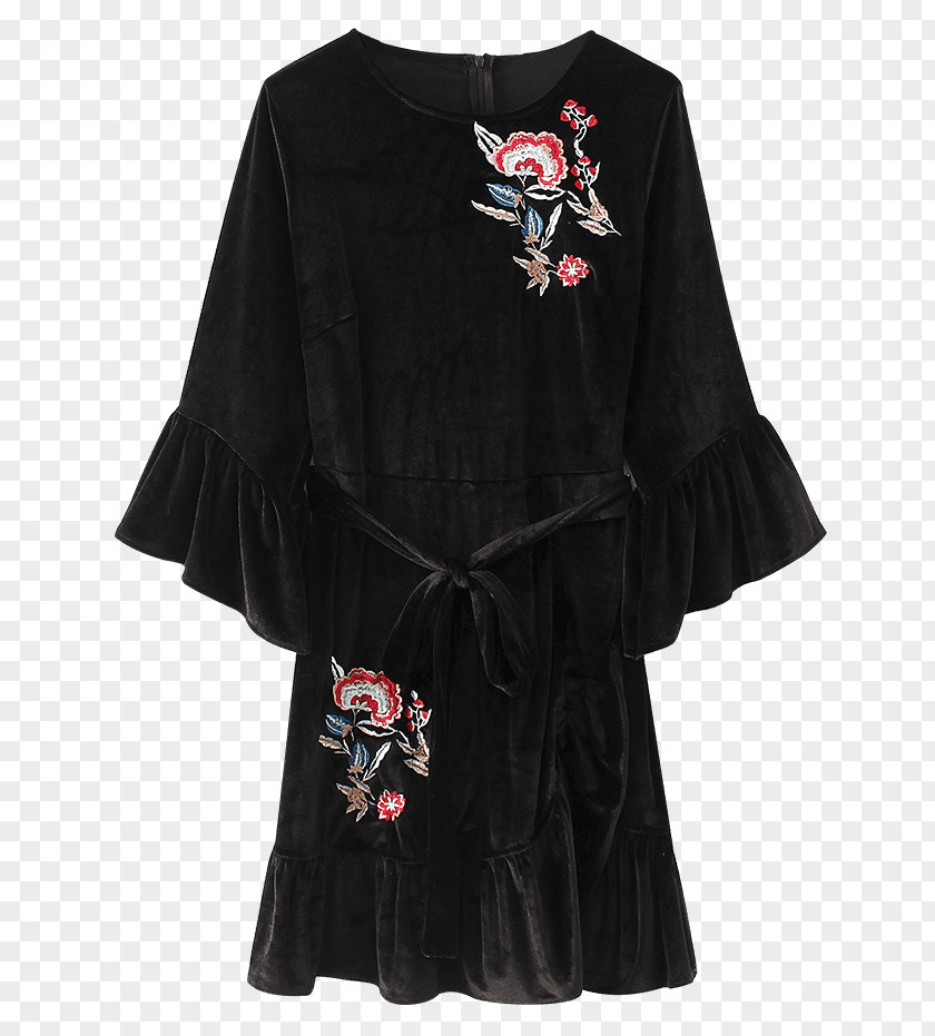 Dress Fashion Ruffle Sleeve Velvet PNG