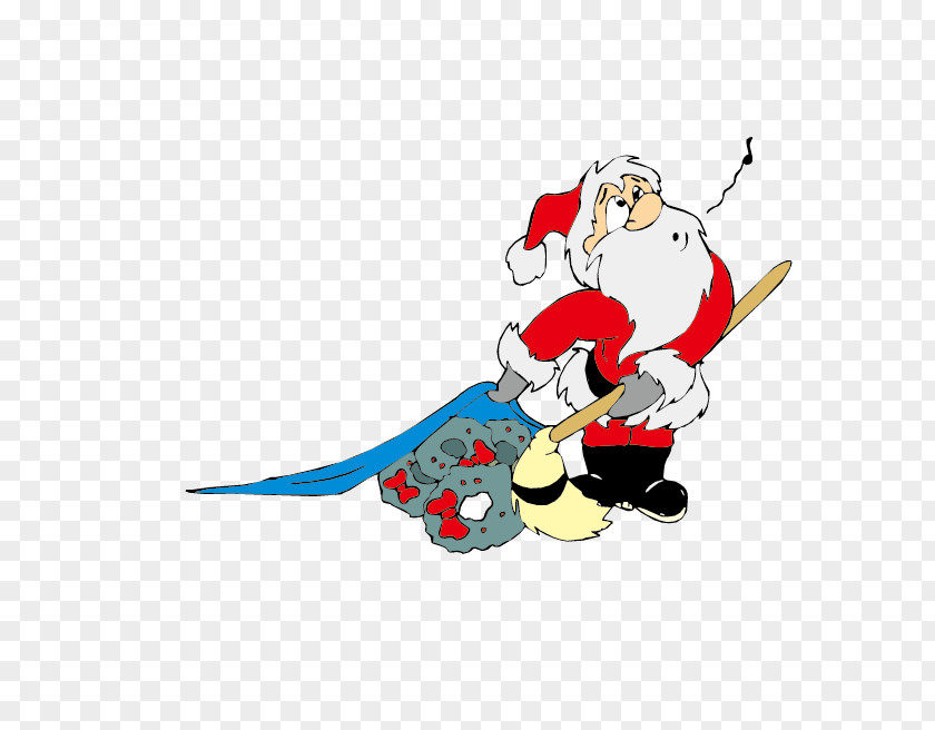 Santa Sweeping Vector Claus Ded Moroz Rudolph Christmas Ornament Clip Art PNG