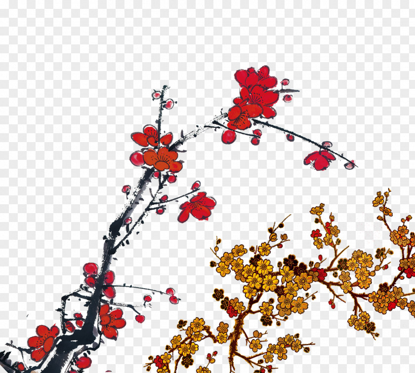 Chinese Wind Plum Element Flower PNG