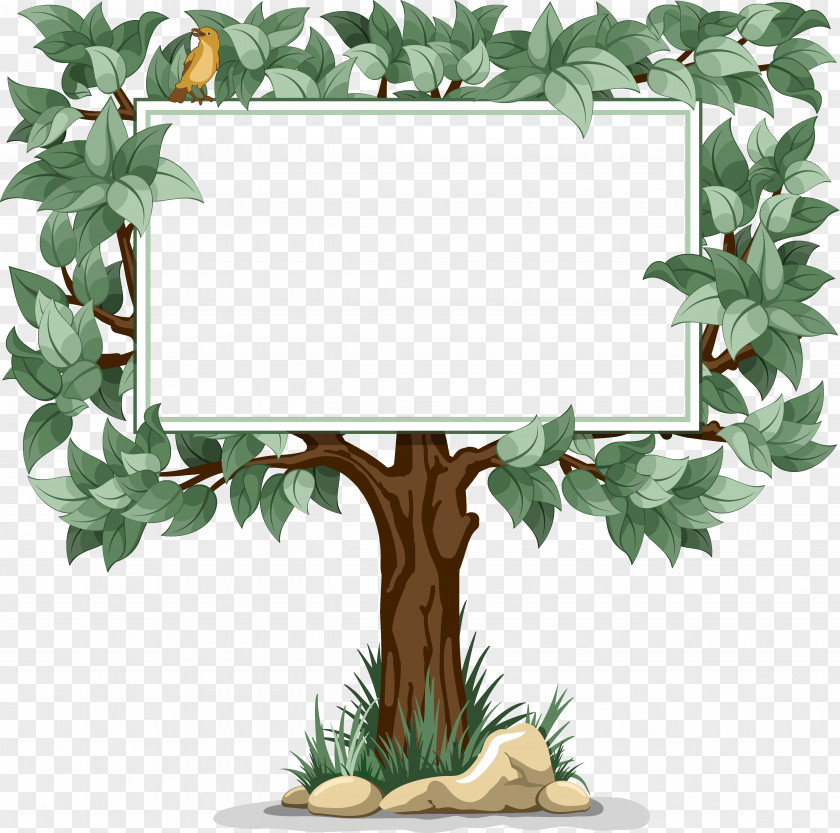 Tree Frame Placard Clip Art PNG