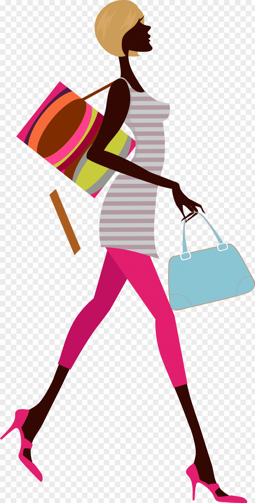 A Woman Carrying Bag Fashion Model Clip Art PNG