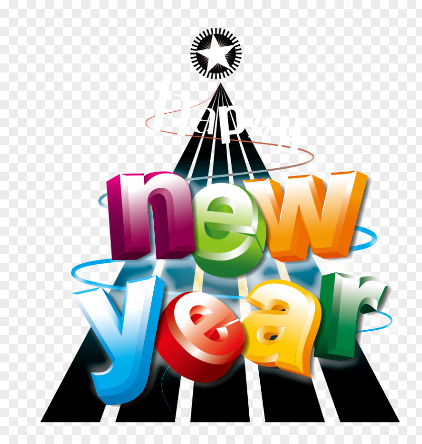 Happy New Year Vector Material Illustration PNG