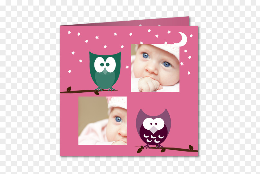 Baby Announcement Card Owl Paper Cat Picture Frames Pink M PNG