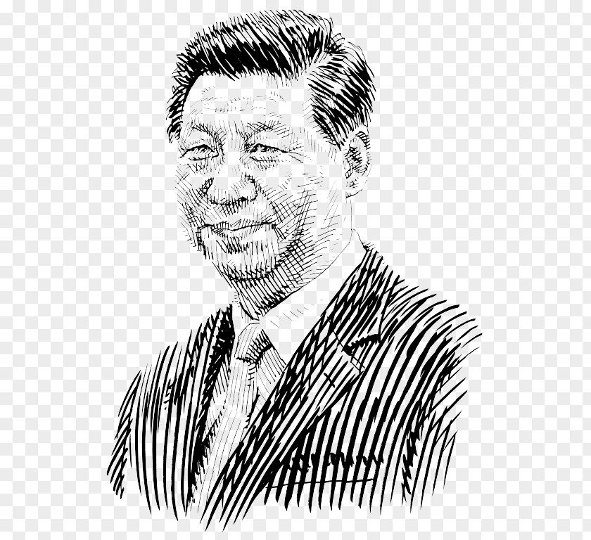 China Xi Jinping Trade War World Economy Sketch PNG