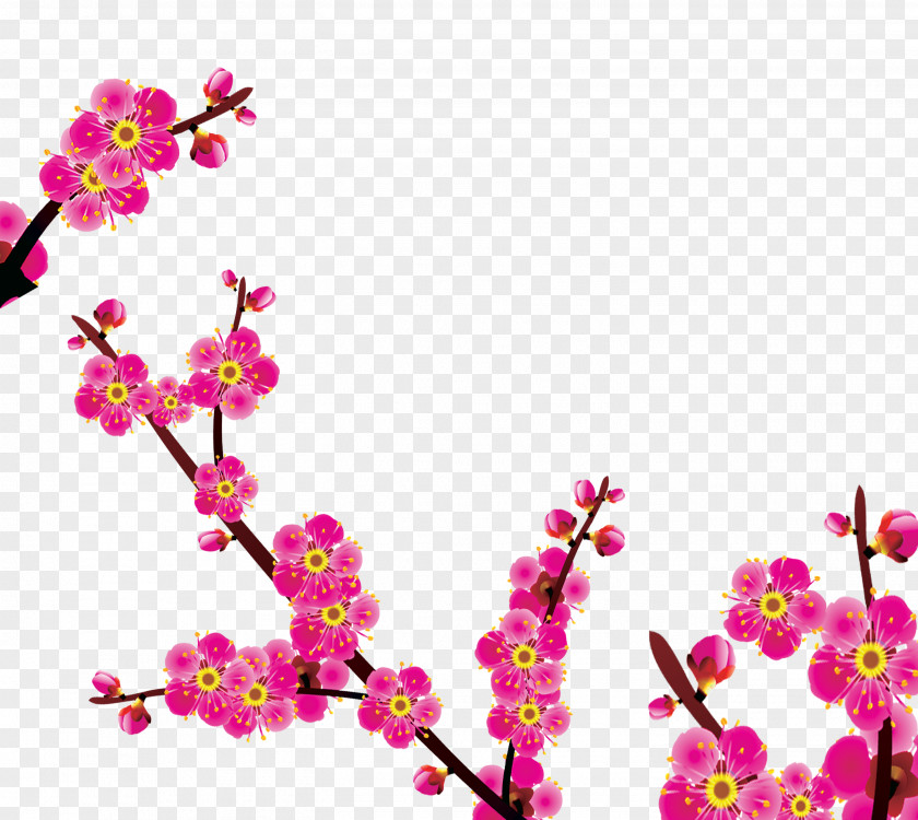 Ink Pink Plum Blossom Download PNG