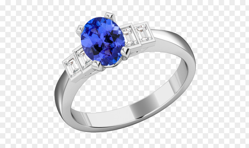 Exquisite Inkstone Sapphire Engagement Ring Tanzanite Diamond PNG