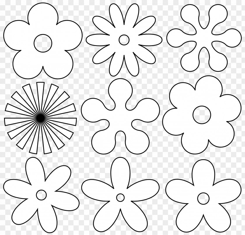 Flower Black Coloring Book Clip Art PNG