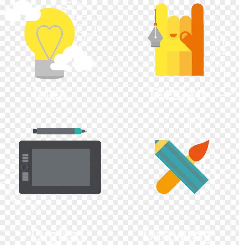 Vector Office Tools Flat Design Download Icon PNG