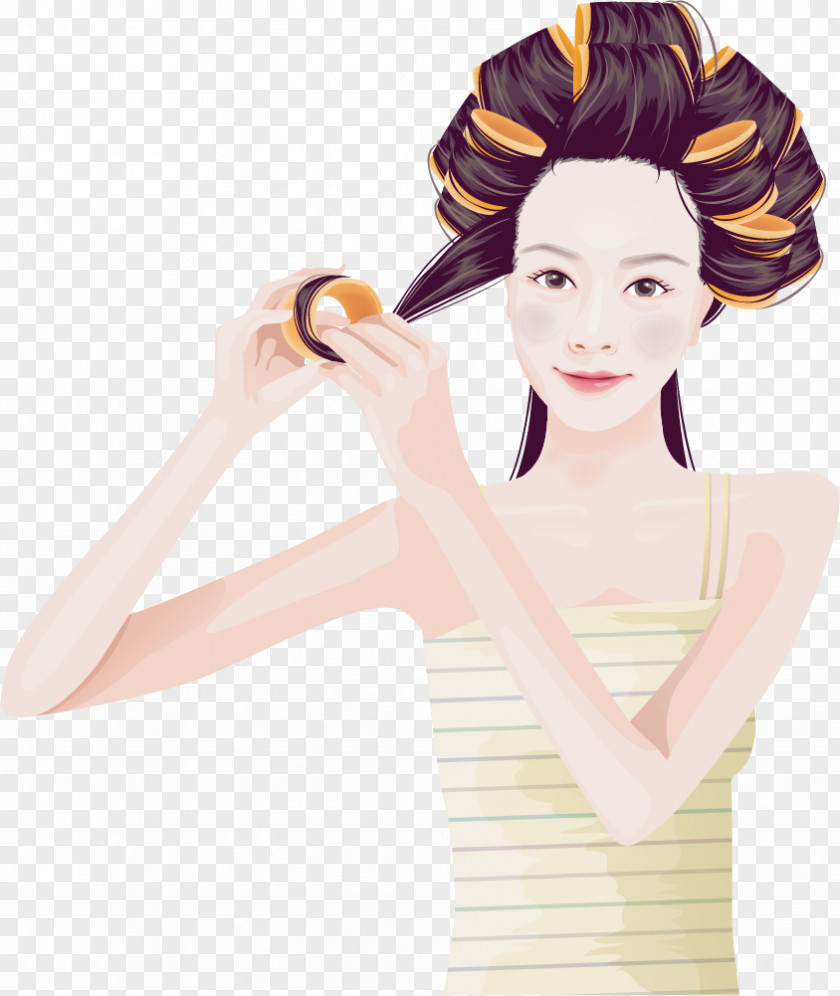 Vector Hand-painted Hair Illustration PNG