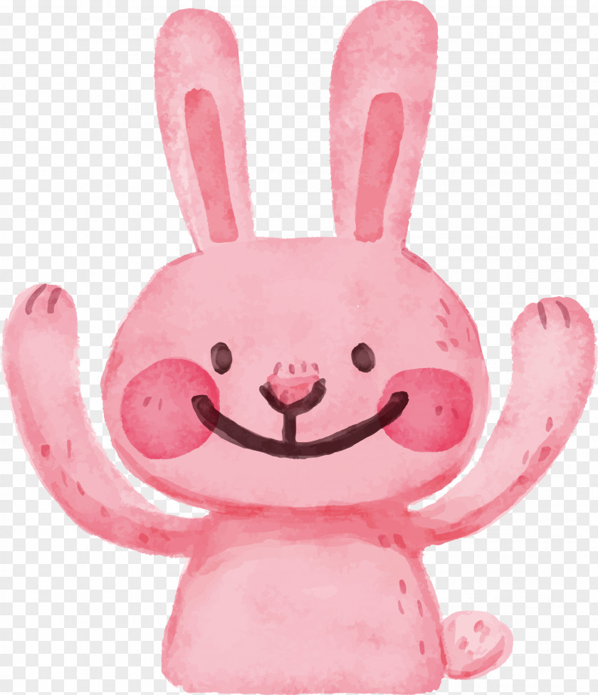 Vector Painted Pink Bunny European Rabbit Easter Rabbitin Leporids PNG