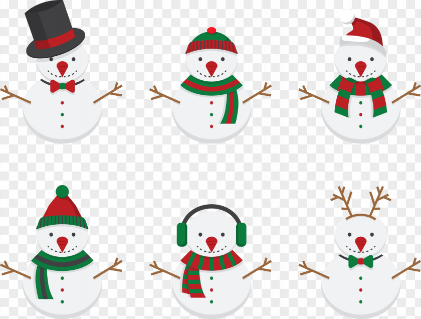 Christmas Snowman Wearing A Hat Ornament PNG