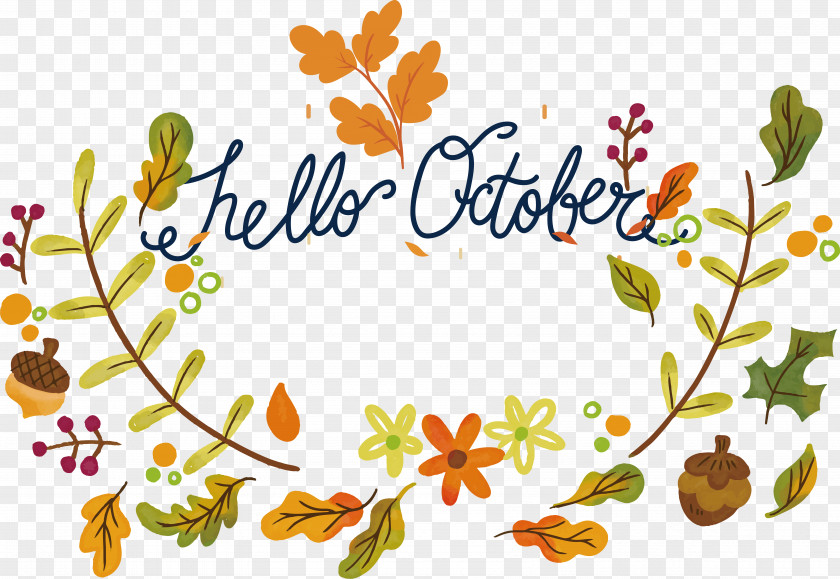 Vector Autumn Leaf Drawing Text PNG