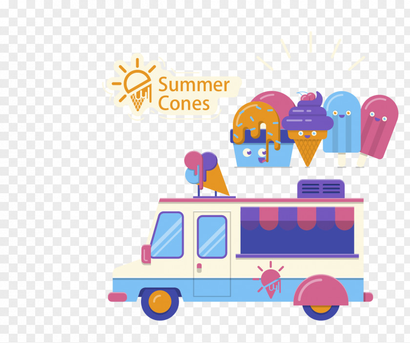 Car Ice Cream Van Cartoon PNG