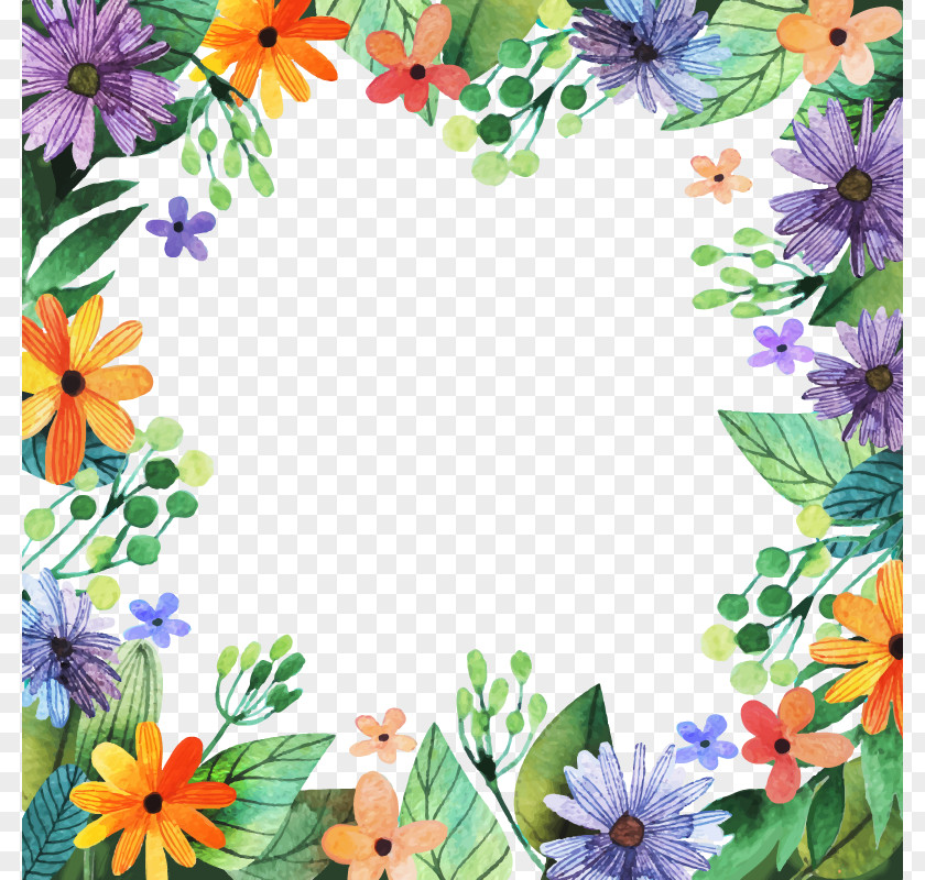 Floral Purple Vector Flower Watercolor Painting PNG