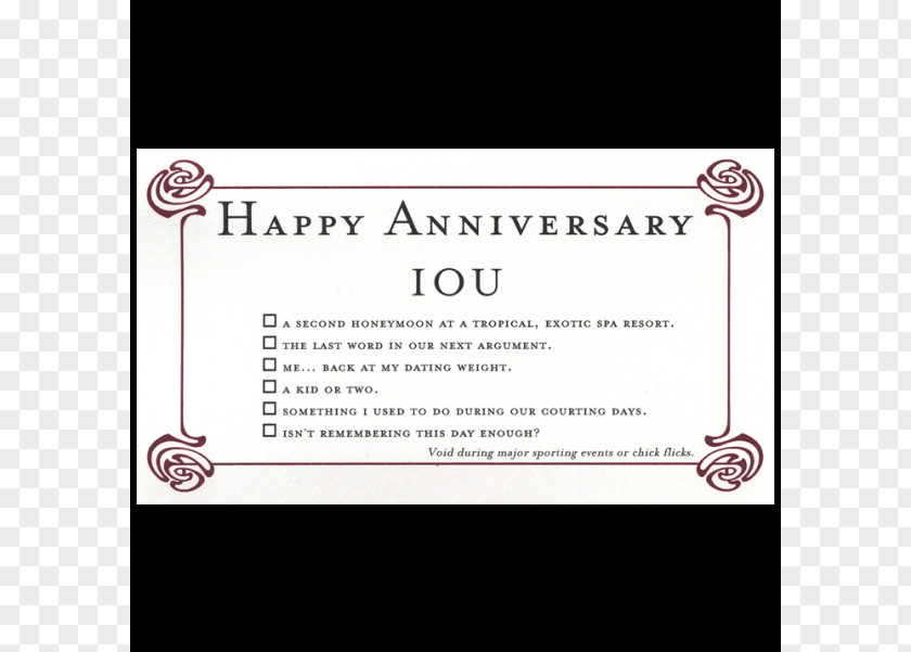 Happy Anniversary Romantic Birthday IOU Greeting & Note Cards Credit Card PNG