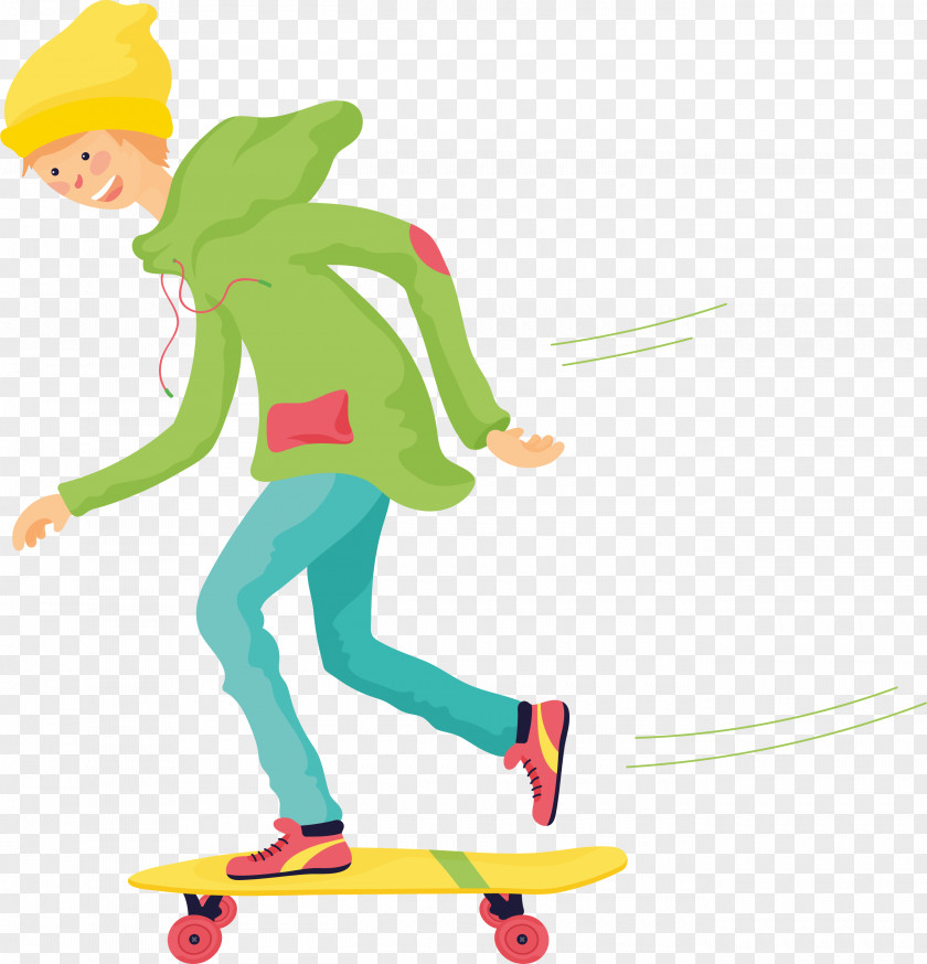 Vector Cartoon Skateboarding Boy Creative Euclidean PNG