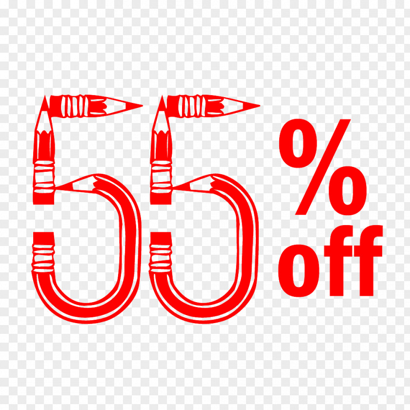 Back To School 55% Off Discount Tag. PNG