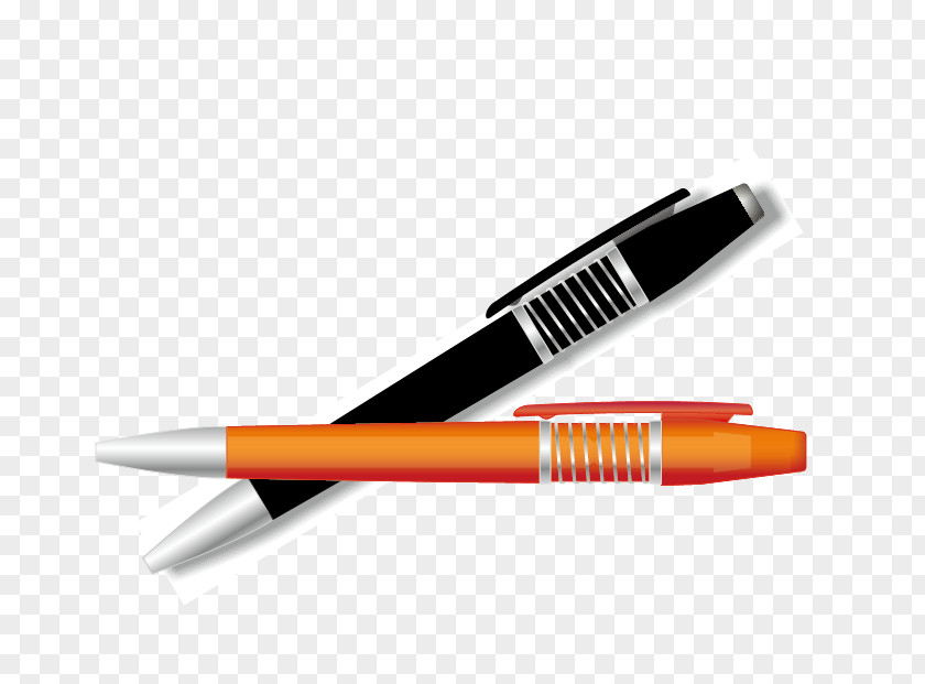 Black Orange Ballpoint Pen Vector Stationery PNG