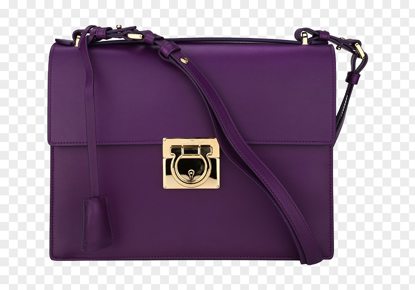 Ms. Ferragamo Shoulder Messenger Bag Handbag Leather Purple PNG