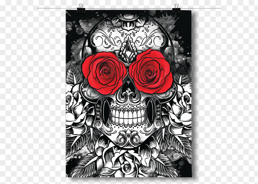Skull And Roses Calavera Poster PNG