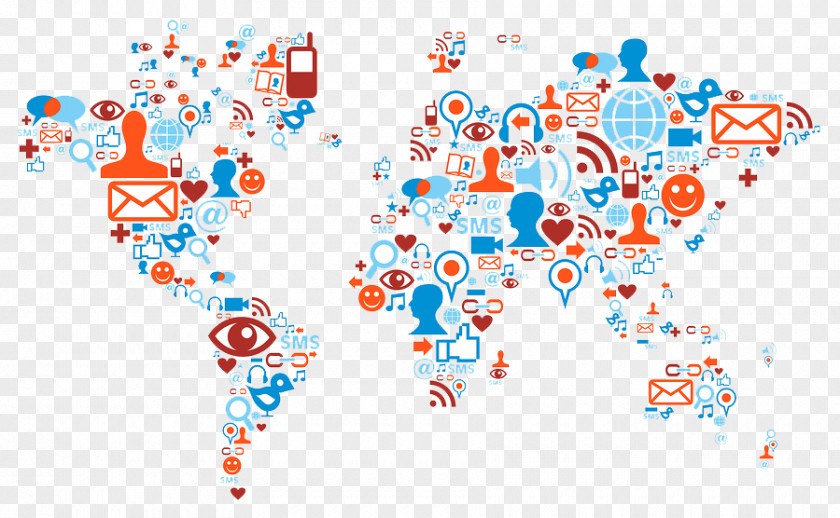 Social Media World Map Globe PNG