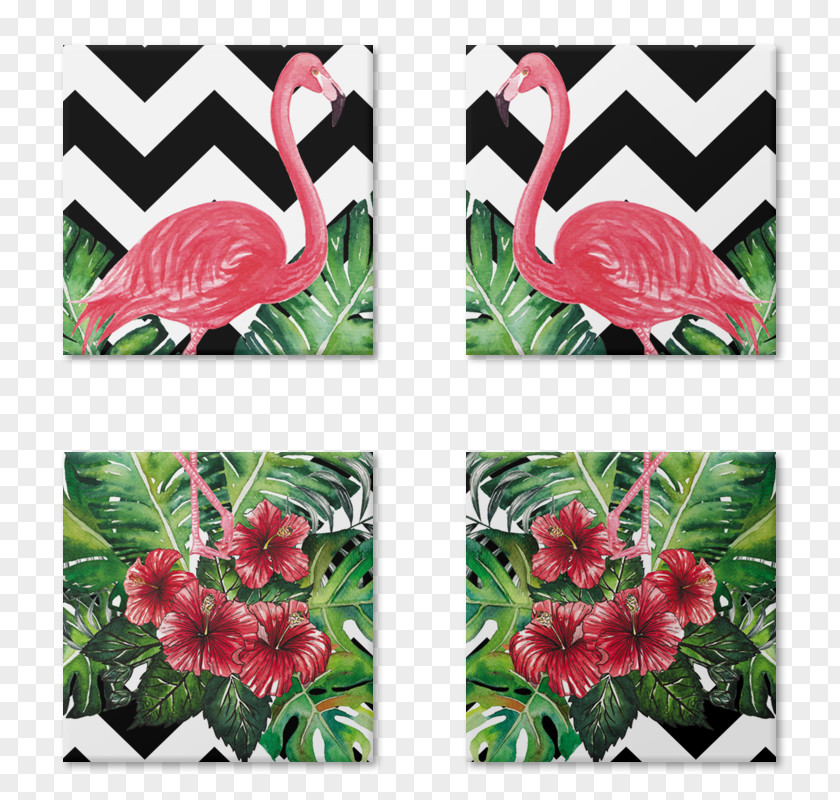 Flamingos Floral Design Black And White PNG