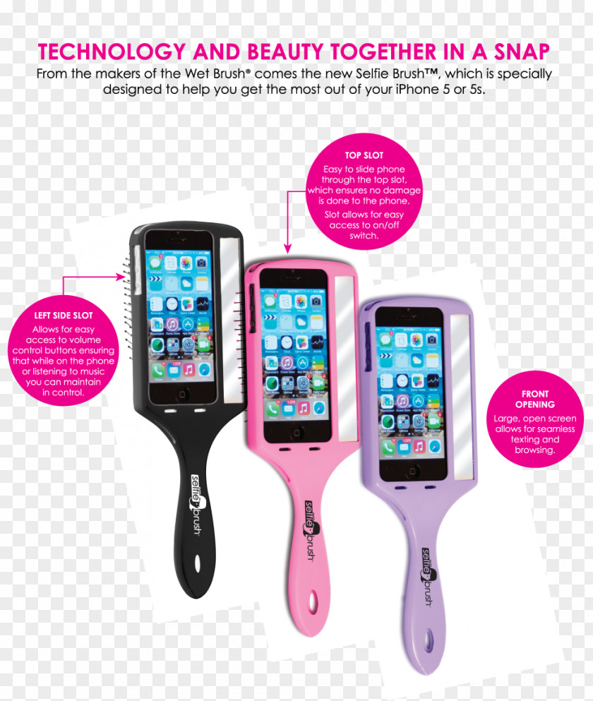 Selfie Stick Feature Phone Mobile Accessories Hairbrush PNG