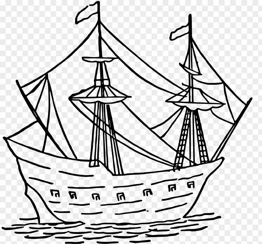 Ship Caravel Drawing PNG