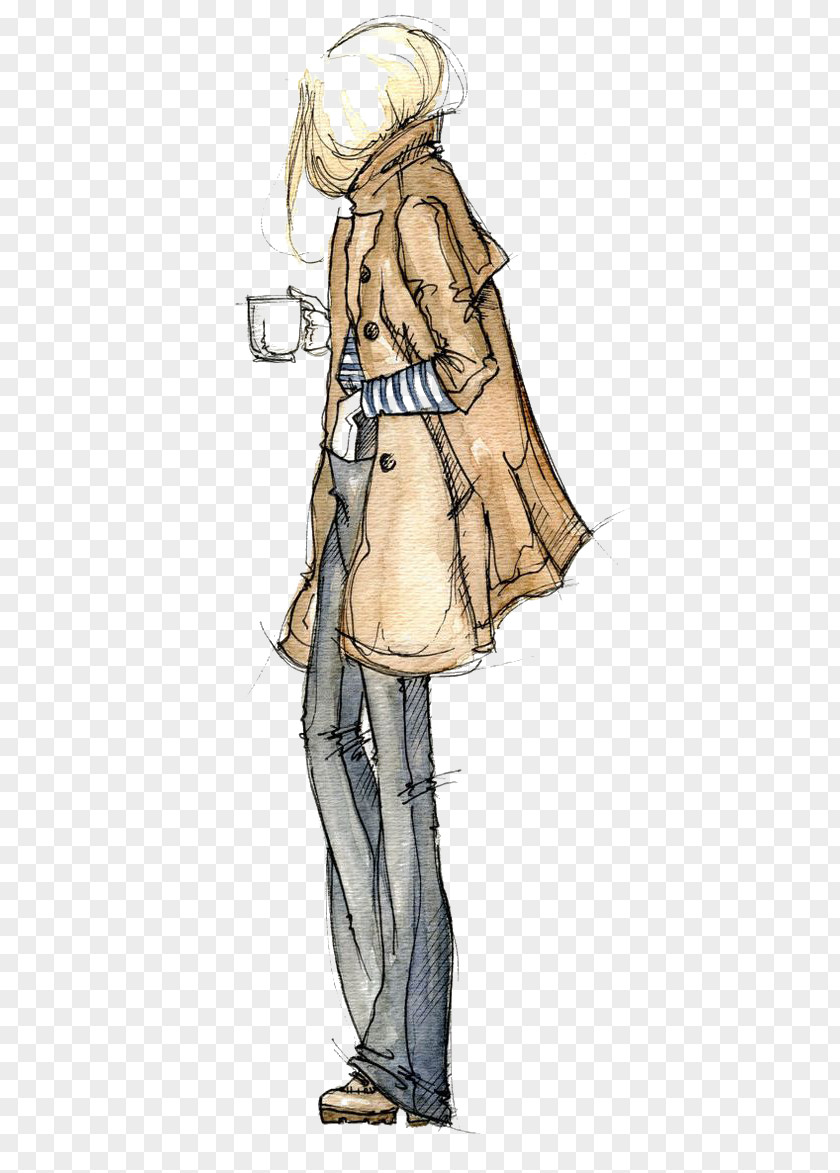 Autumn Street Beat Fashion Sketchbook Drawing Illustration Sketch PNG